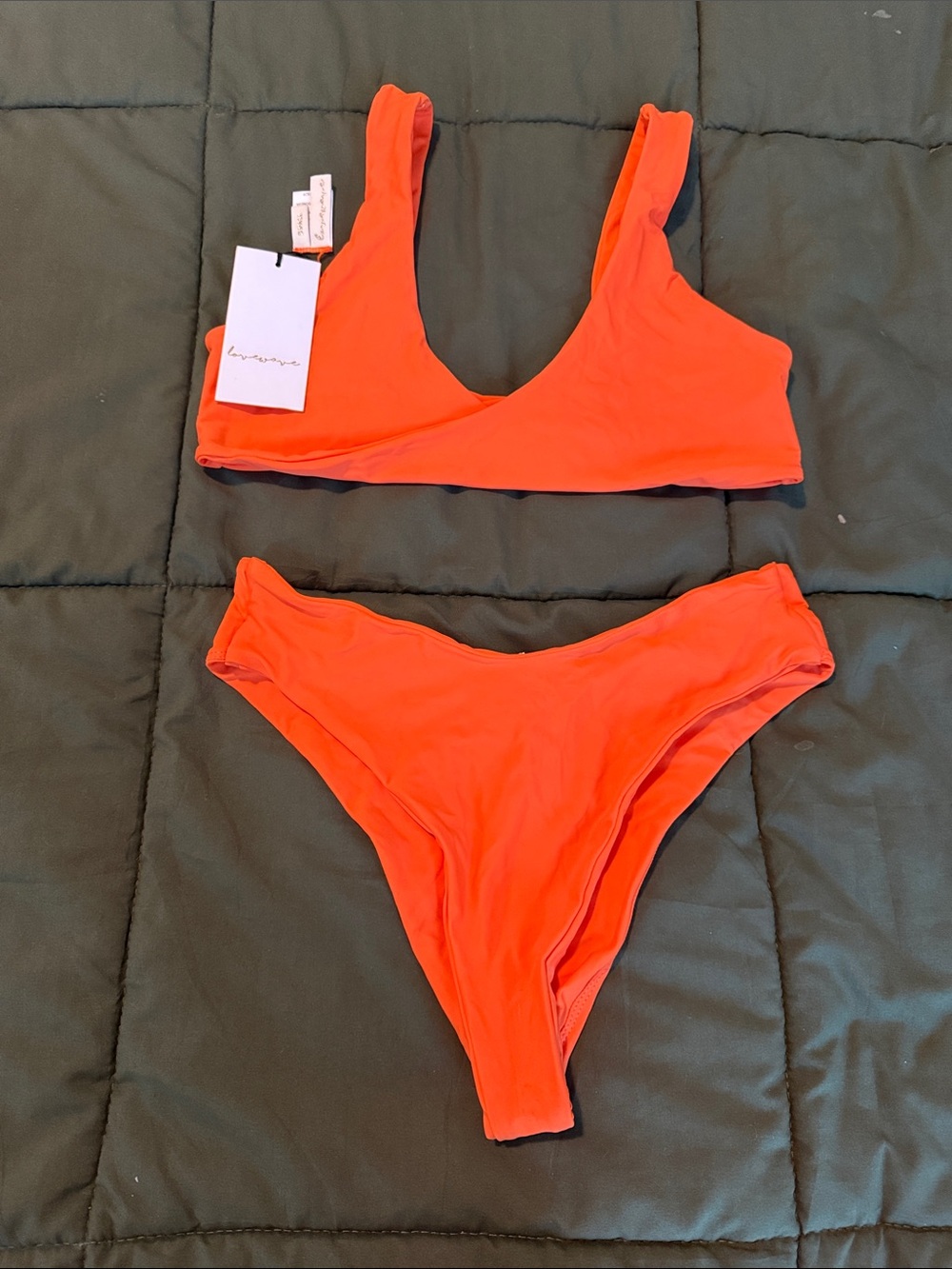 REVOLVE lovewave swim Bright Orange Scoop Bikini Set